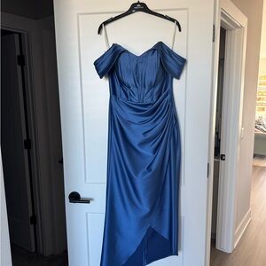 MaxMara Blue Off-Shoulder Dress
